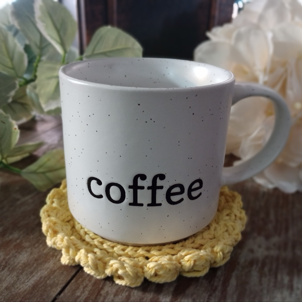 Handcrafted Farmhouse Style Crochet Coasters - Set of 2 in Yellow - Picture 2 of 4